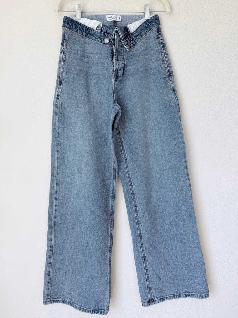 Vanilla Star Foldover Waist Wide Leg Jeans Light Wash W25 Size 2